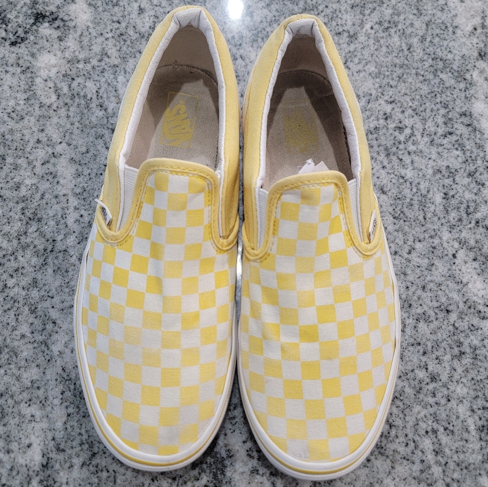 VANS Classic Slip-On Yellow Checkerboard    Sneakers Sz 7 - Picture 10 of 10